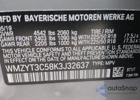 2019 Mini Countryman Cooper S from USA, damaged, VIN WMZYT3C58K3J32637